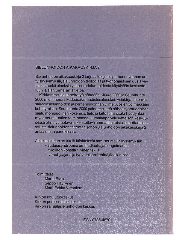 Sielunhoidon Aikakausikirja 2 - Tietokirjat ja oppaat - 10105469765 - 1