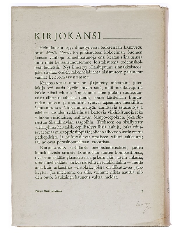 Kirjokansi : Suomen kansan kertomarunoutta - Martti Haavio - Runot ja näytelmät - 10105469844 - 1