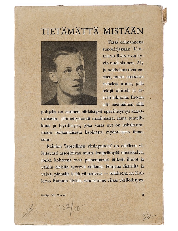 Tietämättä mistään - Kullervo Rainio - Runot ja näytelmät - 10105469868 - 1