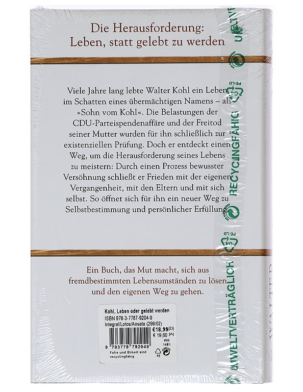 Leben oder gelebt werden - Walter Kohl - Elämäkerrat ja muistelmat - 10105469954 - 1