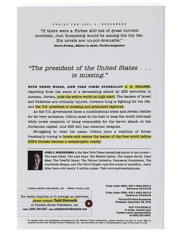 The First Hostage - Joel C. Rosenberg - Historiakirjat - 10105469967 - 1