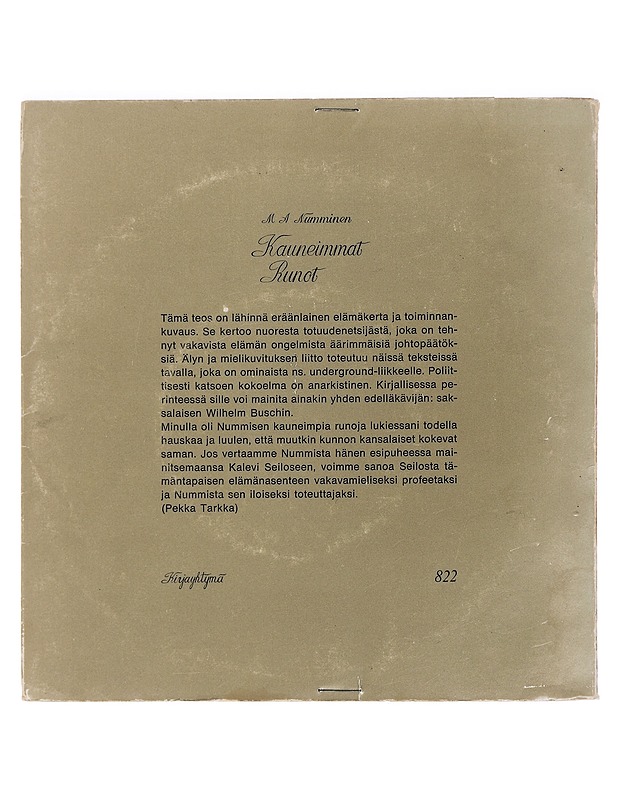 Kauneimmat runot - M.A Numminen - Runot ja näytelmät - 10105470064 - 1