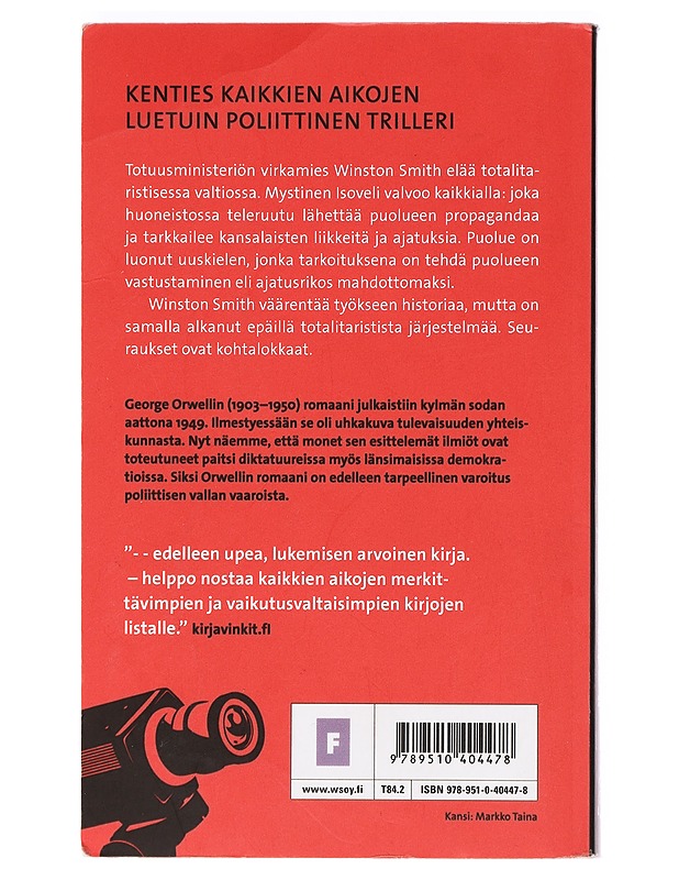 Vuonna 1984 - Orwell, George - Fantasia- ja scifi - 10105470238 - 1
