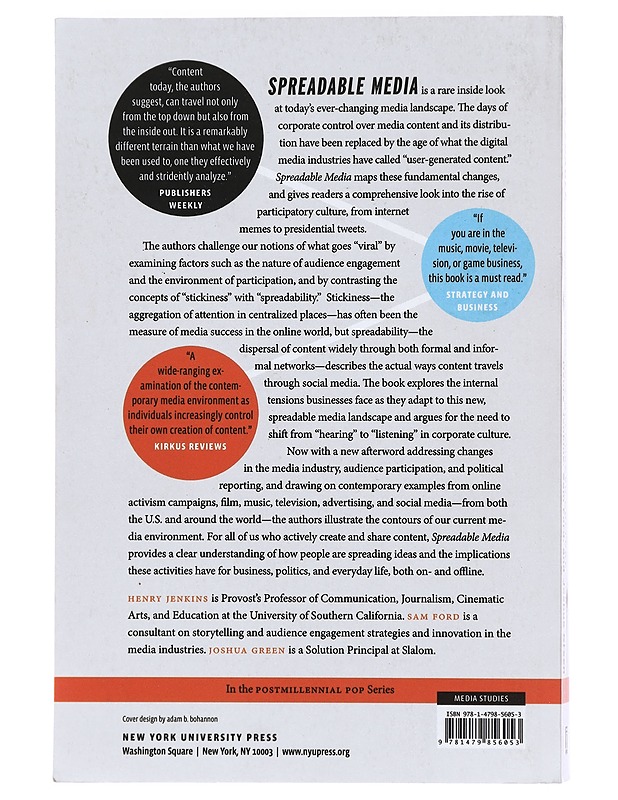 Spreadable media : creating value and meaning in a networked culture - Jenkins, Henry - Tietokirjat ja oppaat - 10105470362 - 1