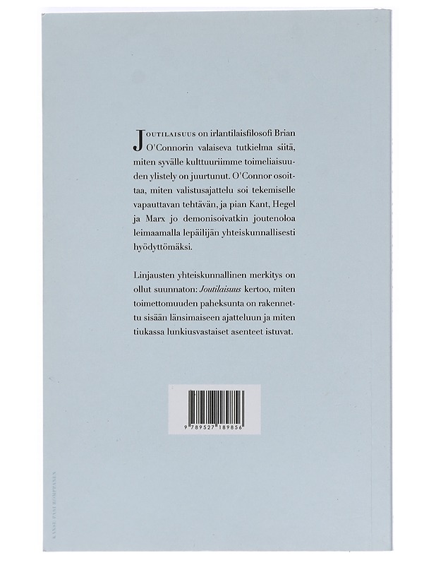 Joutilaisuus : essee filosofiasta - O'Connor, Brian - Romaanit ja novellit - 10105470373 - 1