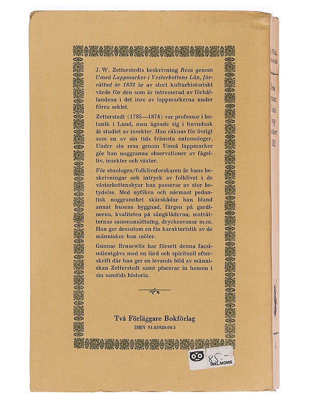 Resa genom Umeå Lappmarker i Vesterbottens Län - Zetterstedt, Joh. Wilh - Tietokirjat ja oppaat - 10105470481 - 1