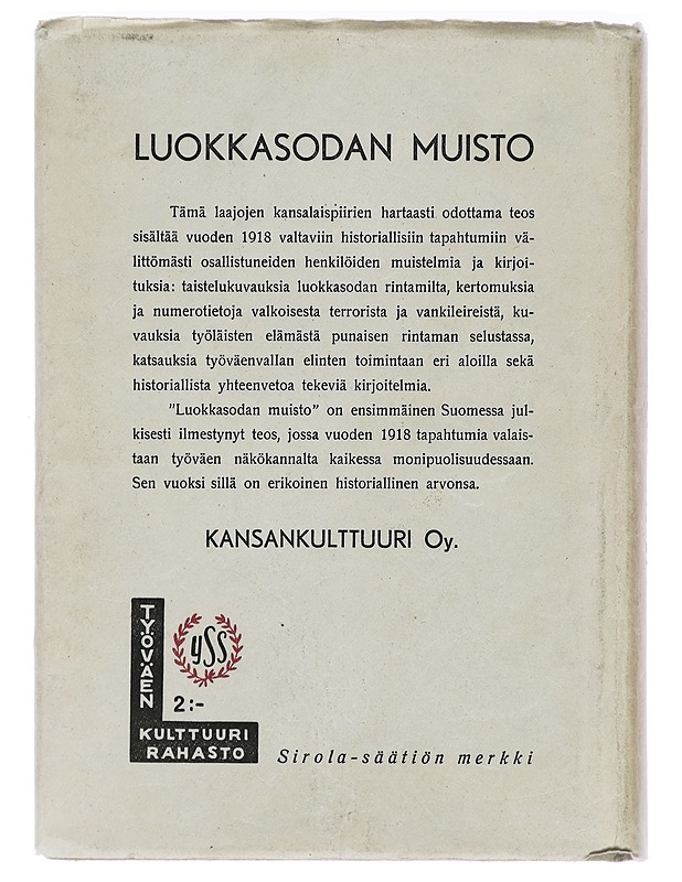 Luokkasodan muisto - Elämäkerrat ja muistelmat - 10105470593 - 1