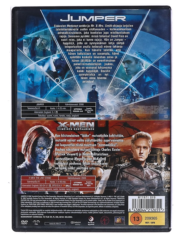 Jumper/X-men: Viimeinen Kohtaaminen - DVD - DVD-elokuvat - 10105470974 - 1