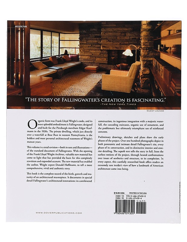 Frank Lloyd Wright's Fallingwater: The house and it's history - Hoffmann, Donald - Historiakirjat - 10105471249 - 1