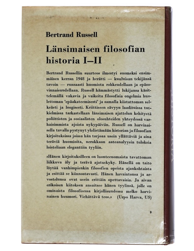 Länsimaisen filosofian historia I-II - Bertrand Russell - Historiakirjat - 10105471306 - 2