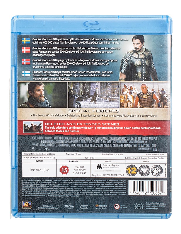 Exodus: Gods and Kings - Blu-ray - Blu-ray-levyt - 10105471410 - 1