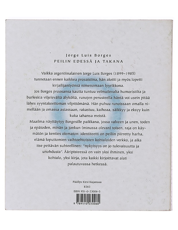 Peilin edessä ja takana : runoja vuosilta 1923-1985 - Borges, Jorge Luis - Runot ja näytelmät - 10105471426 - 1