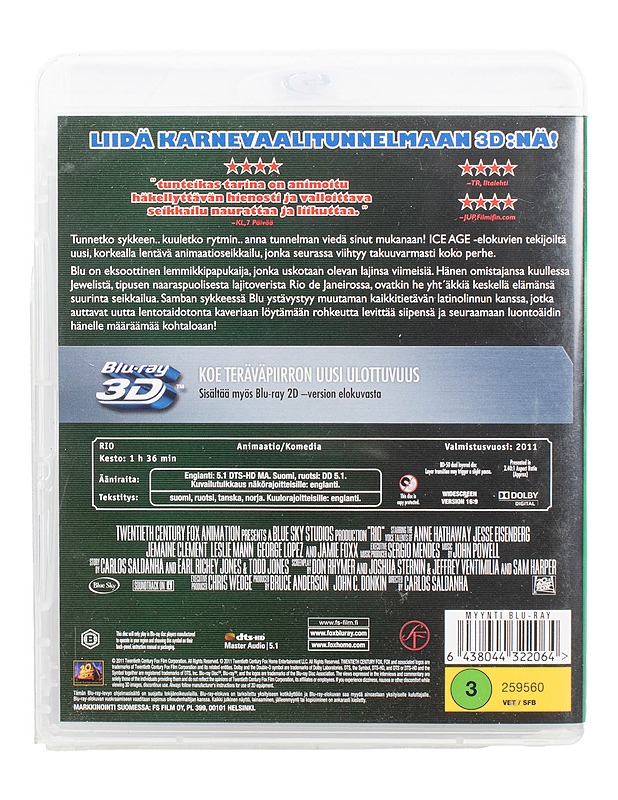 Rio 3D - Blu-ray - Blu-ray-levyt - 10105471457 - 1