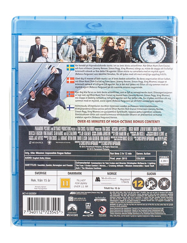 Mission: Impossible - Rogue Nation - Blu-ray - Blu-ray-levyt - 10105471466 - 1