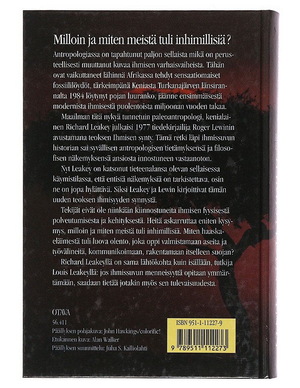 Ihmisyyden synty - Leakey, Richard E. - Tietokirjat ja oppaat - 10105471559 - 1