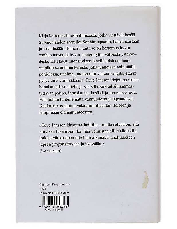 Kesäkirja - Jansson, Tove - Romaanit ja novellit - 10105471584 - 1
