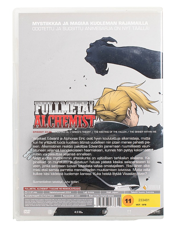 Fullmetal alchemist, 9: Tuska Ja Intohimo - DVD - DVD-elokuvat - 10105472103 - 1