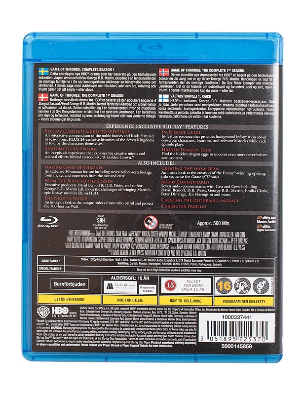 Game Of Thrones: The Complete First Season - Blu-Ray - Blu-ray-levyt - 10105472111 - 1