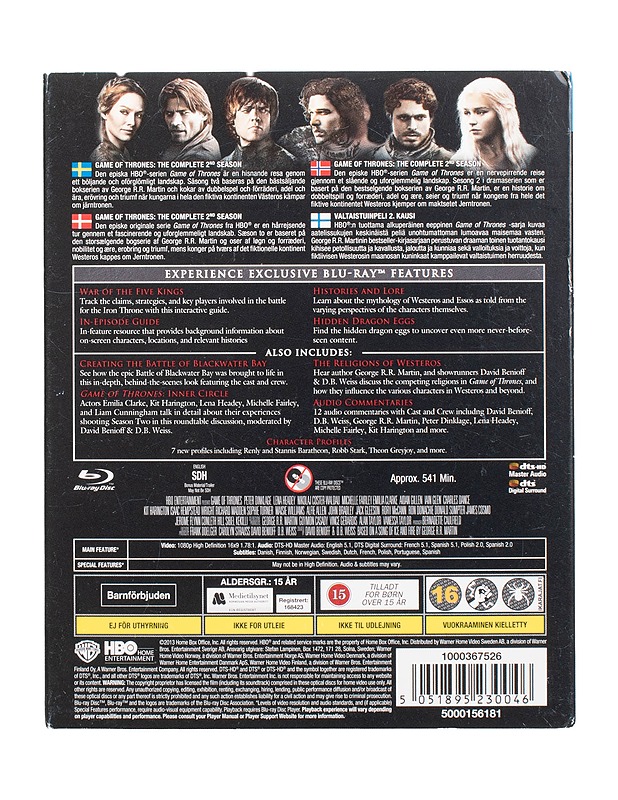 Game Of Thrones: The Complete Second Season - Blu-Ray - Blu-ray-levyt - 10105472121 - 1