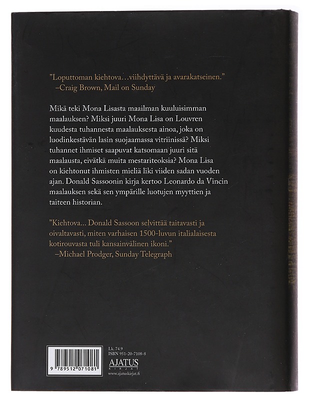 Mona Lisa : maailman tunnetuimman maalauksen tarina - Sassoon, Donald - Historiakirjat - 10105472177 - 1