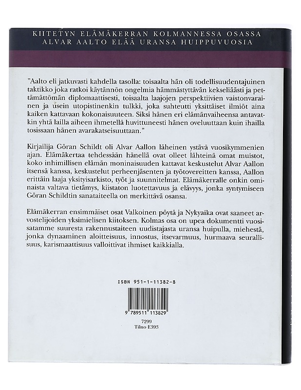 Inhimillinen tekijä : Alvar Aalto 1939-1976 - Schildt, Göran - Elämäkerrat ja muistelmat - 10105472433 - 1