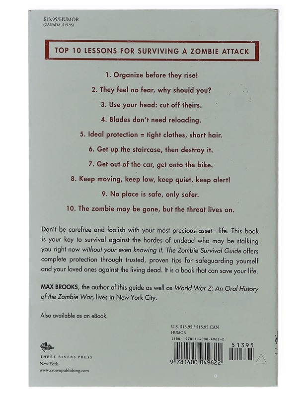 The Zombie Survival Guide: Complete Protection from the Living Dead - Brooks, Max - Fantasia- ja scifi - 10105472581 - 1
