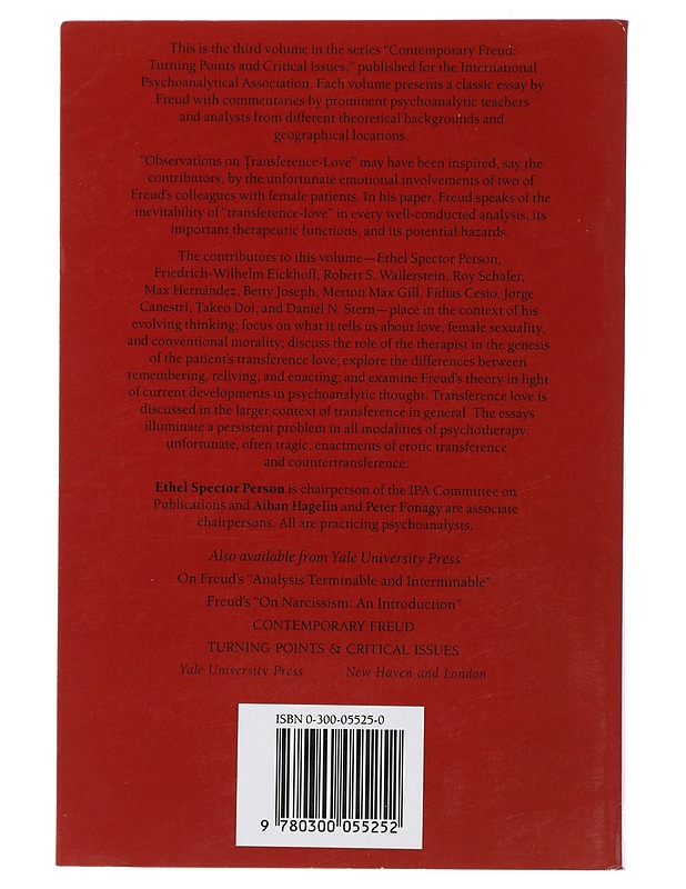On FREUD'S "Observations on Transference-Love" - Ethel Spector Person - Tietokirjat ja oppaat - 10105472741 - 1