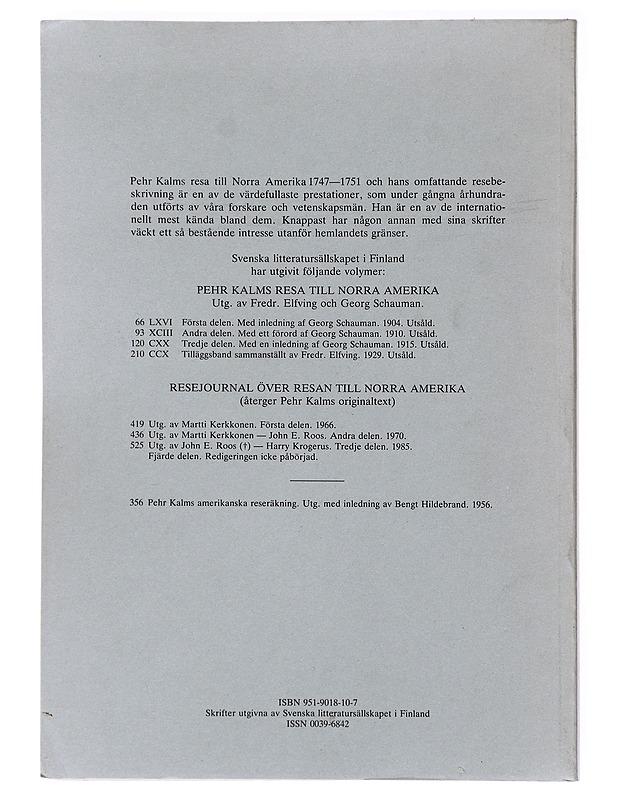 Resejournal över resan till Norra Amerika. Tredje delen - Kalm, Pehr - Historiakirjat - 10105473124 - 1