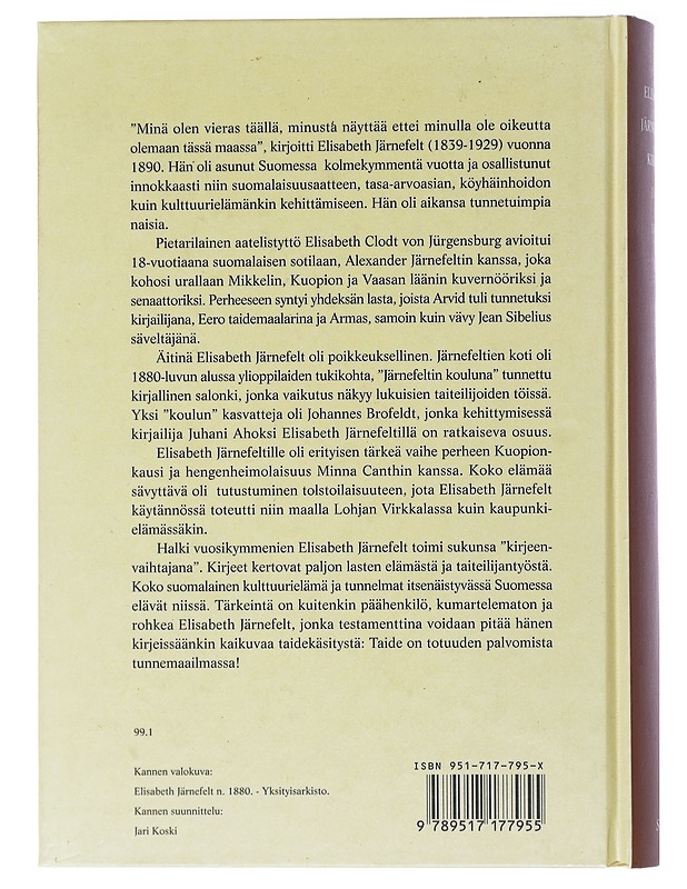 Elisabeth Järnefeltin kirjeitä 1881-1929 - Järnefelt, Elisabeth - Elämäkerrat ja muistelmat - 10105473187 - 1