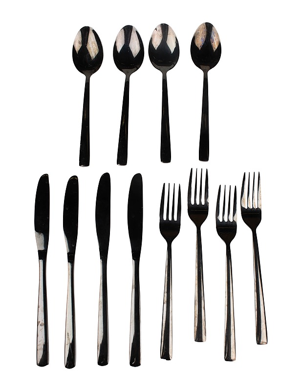 Mustat aterimet, 12 kpl - Aterimet - 10105473206 - 0