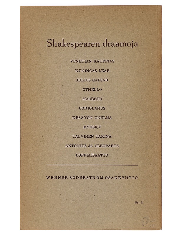 Antonius ja cleopatra - Shakespeare, William - Runot ja näytelmät - 10105473365 - 1