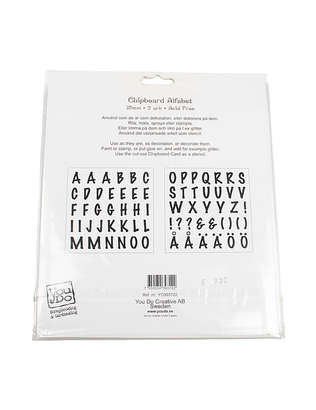 YOU DO Chipboard alfabet askartelukuvio - Askartelu - 10105473400 - 1