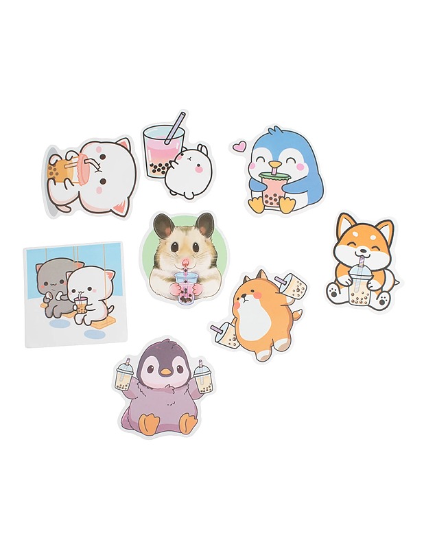 Muotoonleikattuja eläin/boba tea tarroja, 8kpl/pss - Askartelu - 10105473454 - 1