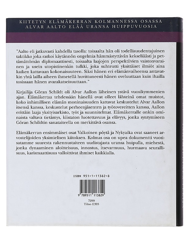 Inhimillinen tekijä : Alvar Aalto 1939-1976 - Schildt, Göran - Elämäkerrat ja muistelmat - 10105473493 - 1