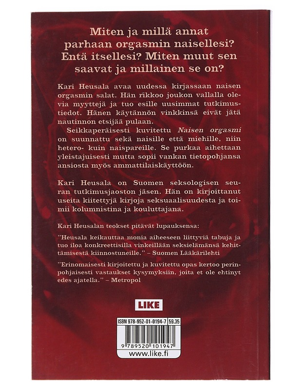 Naisen orgasmi - Heusala, Kari - K18 - Tietokirjat ja oppaat - 10105473556 - 1
