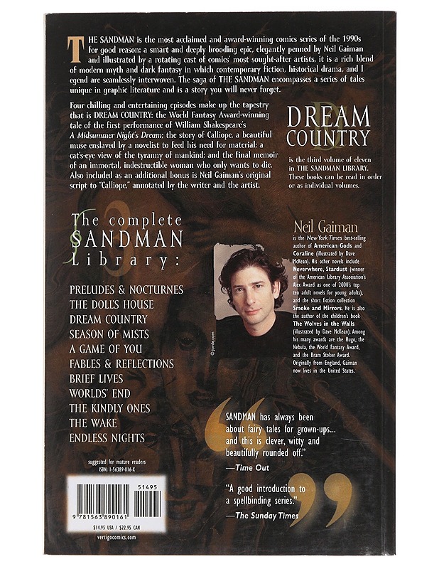 The Sandman : dream country - Gaiman, Neil - Sarjakuvat - 10105473607 - 1