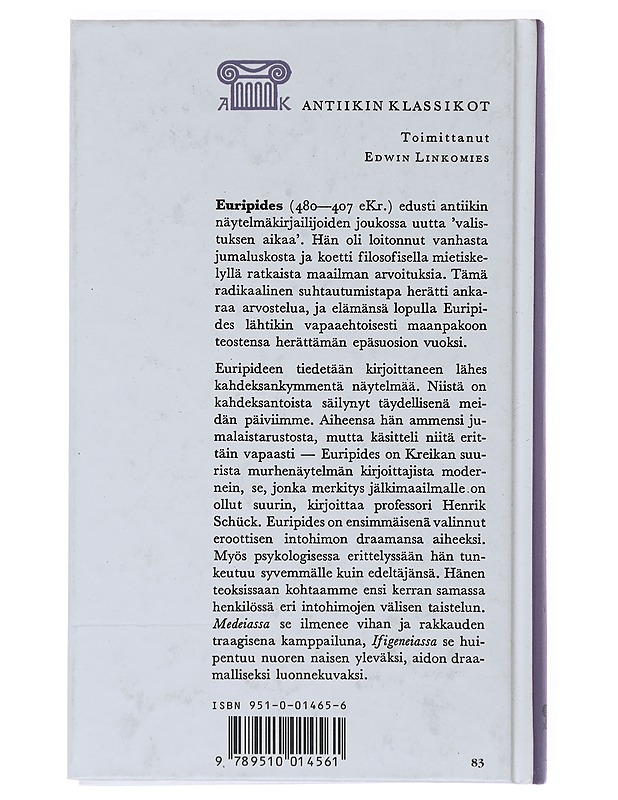 Medeia / Ifigenia Auliissa - Euripides - Romaanit ja novellit - 10105474121 - 1