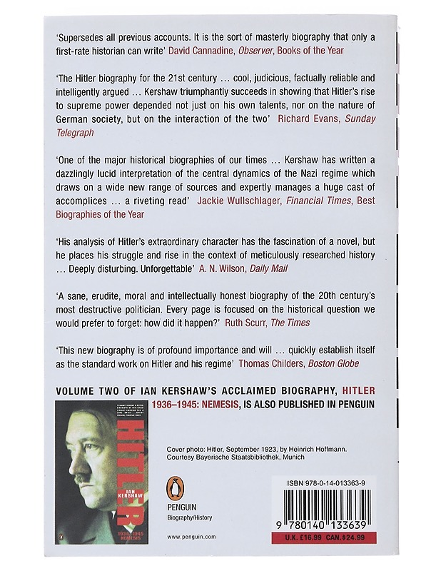 Hitler, 1889-1936 : hubris - Ian Kershaw - Elämäkerrat ja muistelmat - 10105474331 - 1