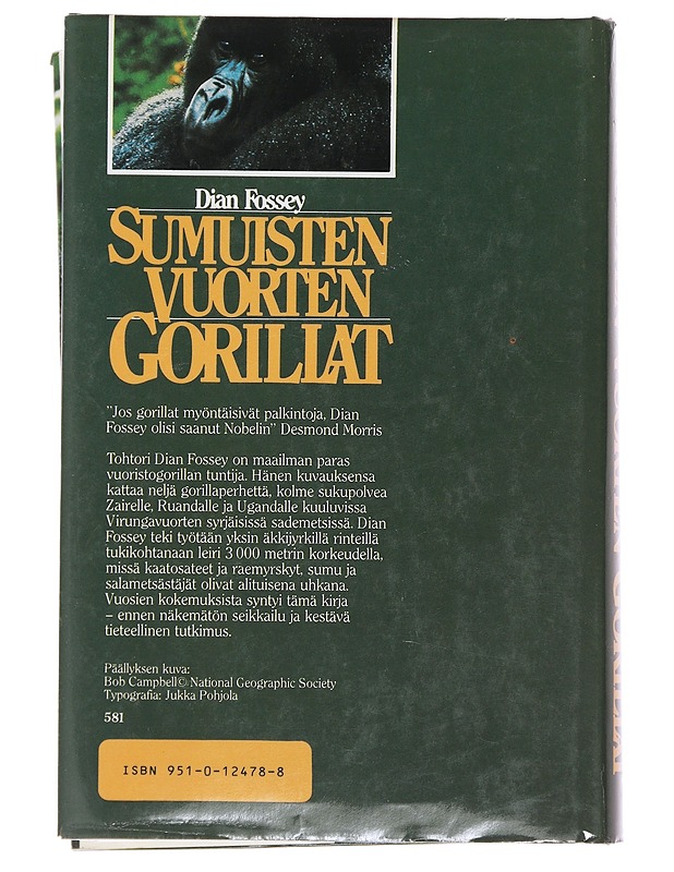 Sumuisten vuorten gorillat - Fossey, Dian - Lemmikki- ja luontokirjat - 10105474938 - 1