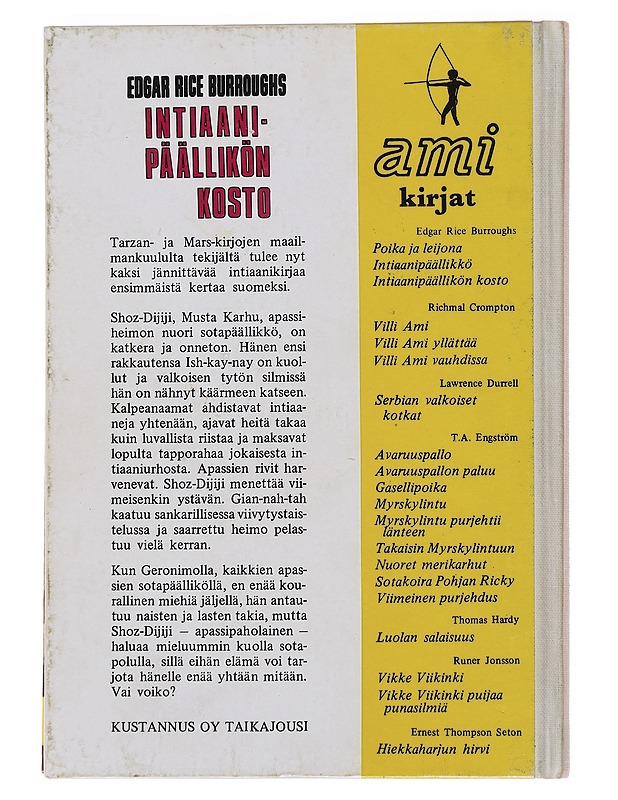 Intiaanipäällikön kosto - Edgar Rice Burroughs - Romaanit ja novellit - 10105474992 - 1