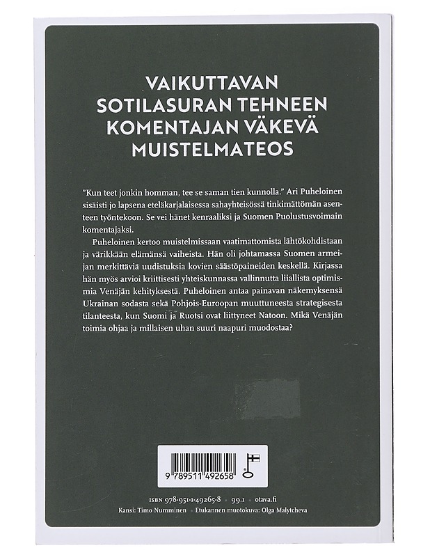 Sotilas ja työmies : muistikuvia ja mietteitä - Ari Puheloinen - Elämäkerrat ja muistelmat - 10105475341 - 1