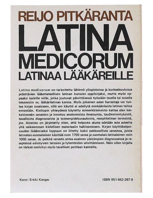 Latina medicorum : latinaa lääkäreille - Reijo Pitkäranta - Tietokirjat ja oppaat - 10105475458 - 1