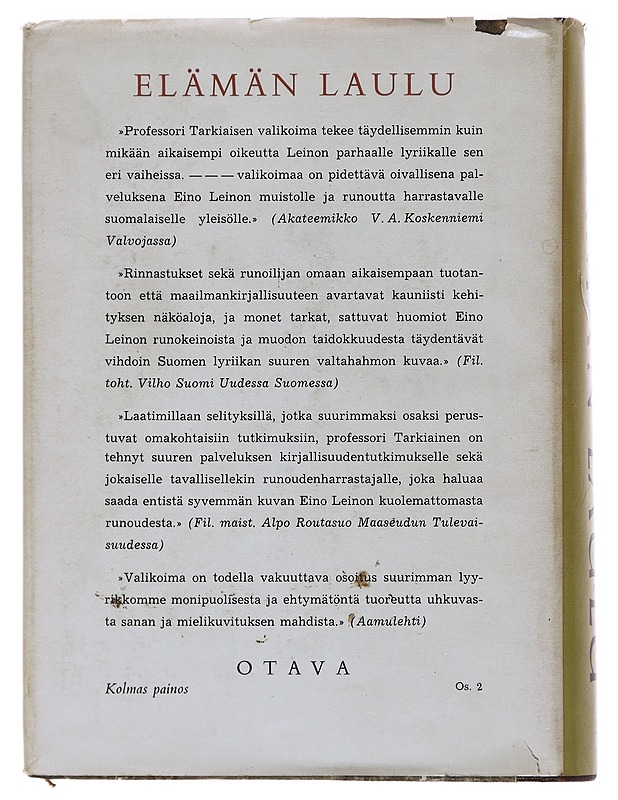 Elämän laulu - Eino Leino - Runot ja näytelmät - 10105475945 - 1