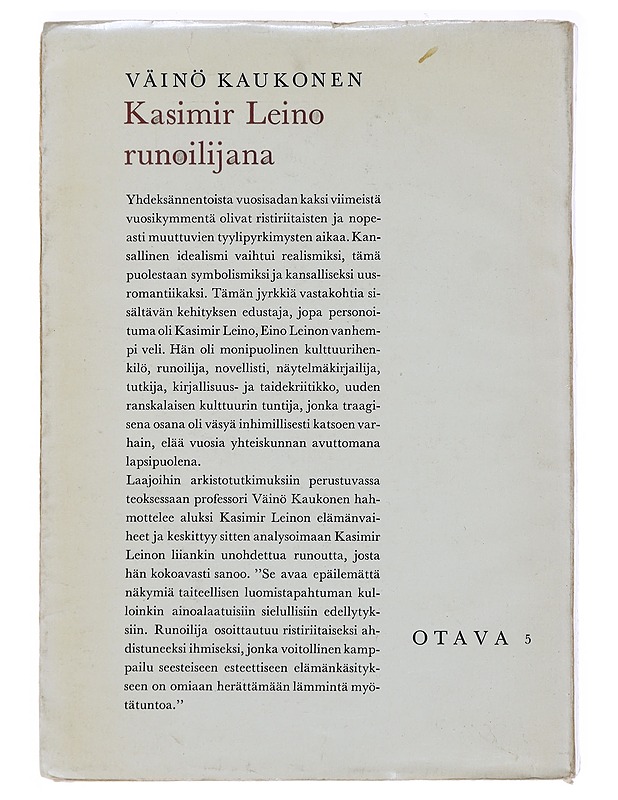 Kasimir Leino runoilijana - Väinö Kaukonen - Historiakirjat - 10105475989 - 1