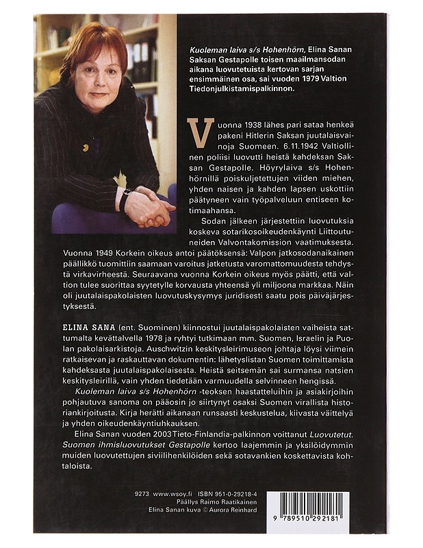Kuoleman laiva S/S Hohenhörn - Elina Sana - Historiakirjat - 10105476050 - 1