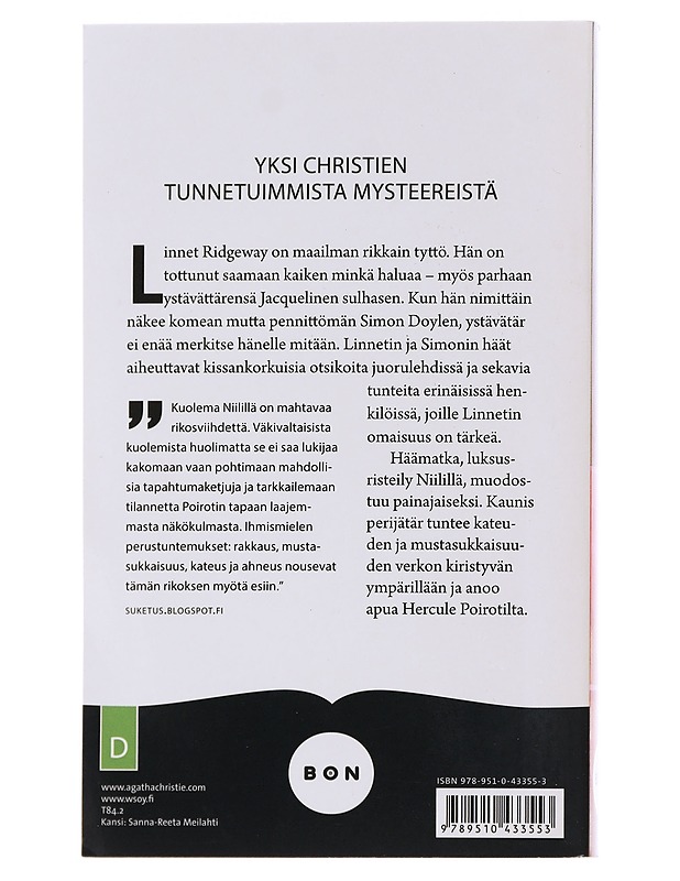 Kuolema Niilillä - Christie, Agatha - Jännitys ja dekkarit - 10105476321 - 1