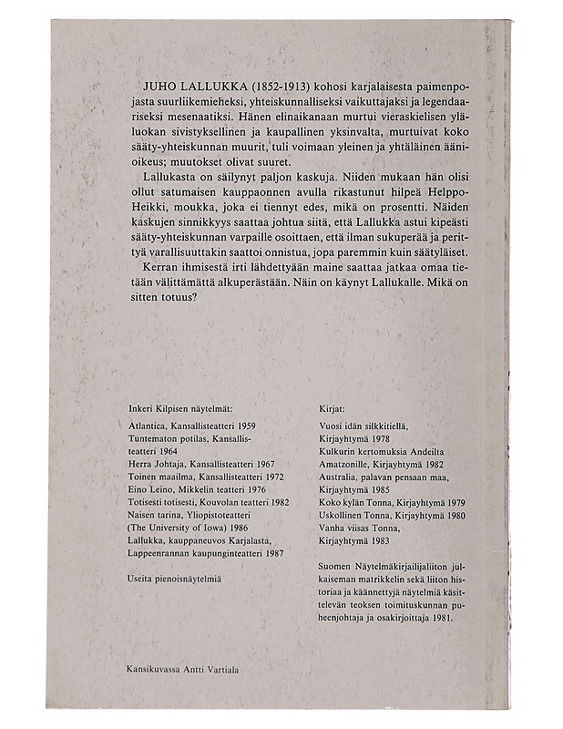 Lallukka, kauppaneuvos Karjalasta - Kilpinen, Inkeri - Runot ja näytelmät - 10105476438 - 1