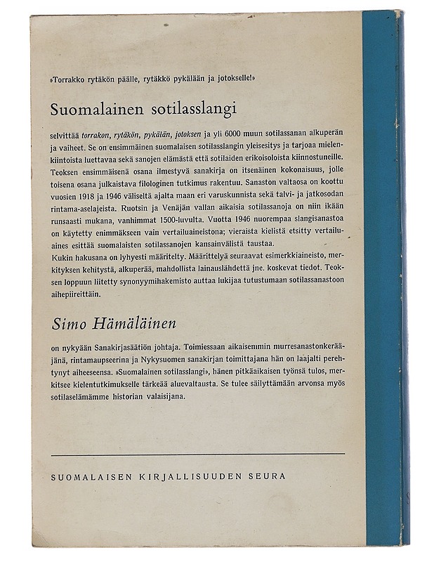 Suomalainen sotilasslangi - Hämäläinen, Simo - Tietokirjat ja oppaat - 10105476741 - 1