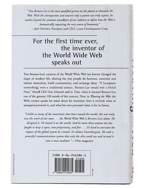 Weaving the web : the original design and ultimate destiny of the World Wide Web by its inventor - Berners-Lee, Tim - Historiakirjat - 10105476934 - 1