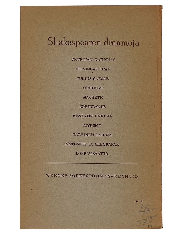 Talvinen tarina - Shakespeare, William - Runot ja näytelmät - 10105477017 - 1